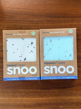 happiest baby snoo sheet set - fitted sheet white & light blue star print